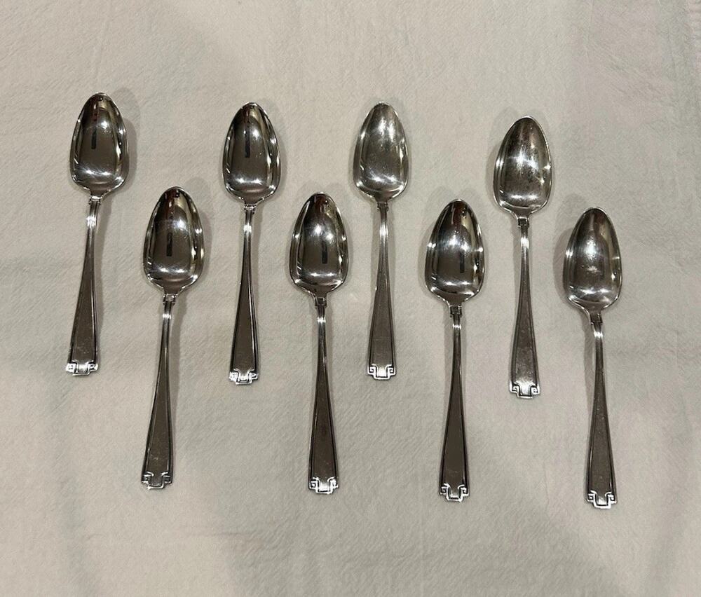 Set 8 Gorham STERLING Silver Etruscan 4.25” Demitasse Spoons Coffee Dessert C26